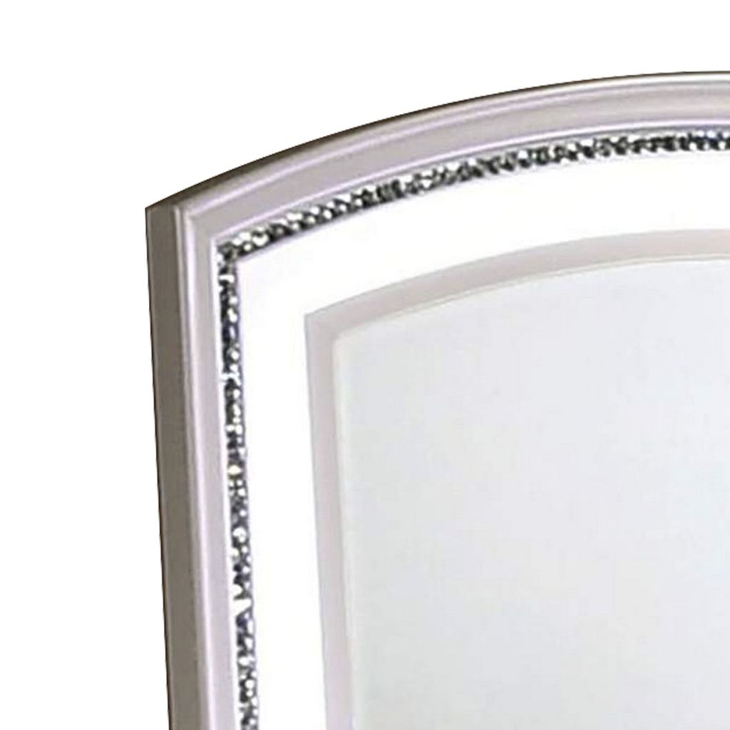 Wall Mirror with LED light and Crystal Accents, White - View 3