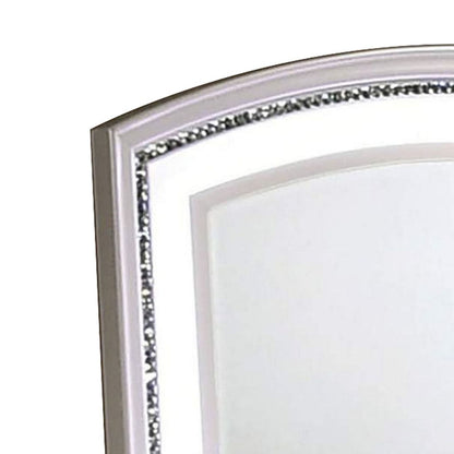 Wall Mirror with LED light and Crystal Accents, White - View 3
