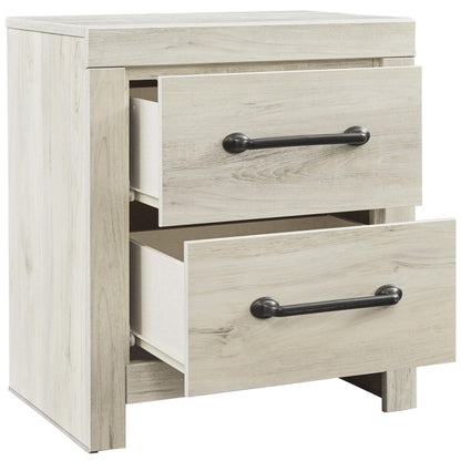 Transitional Wooden Two Drawer Setup Nightstand with Bar Handles, White - View 4