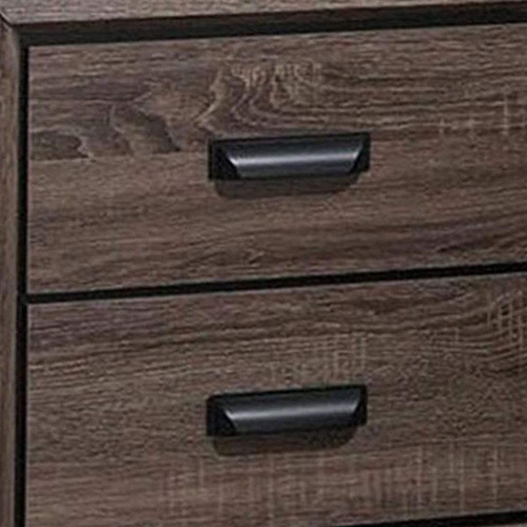 Two Drawer Nightstand With Scalloped Feet In Weathered Gray Grain Finish - View 3