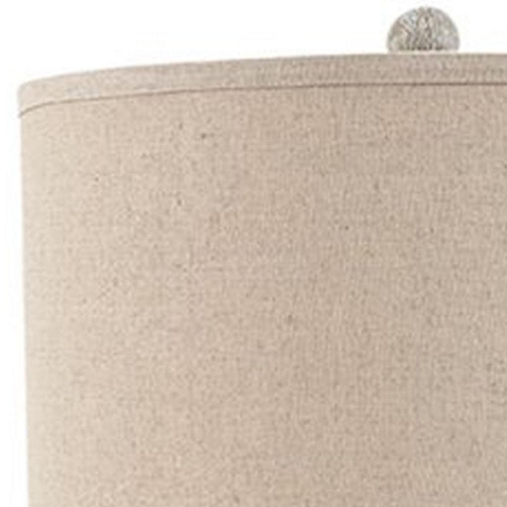 Drum Shade Table Lamp with Pedestal Base, Set of 2, Beige and Off White - View 5