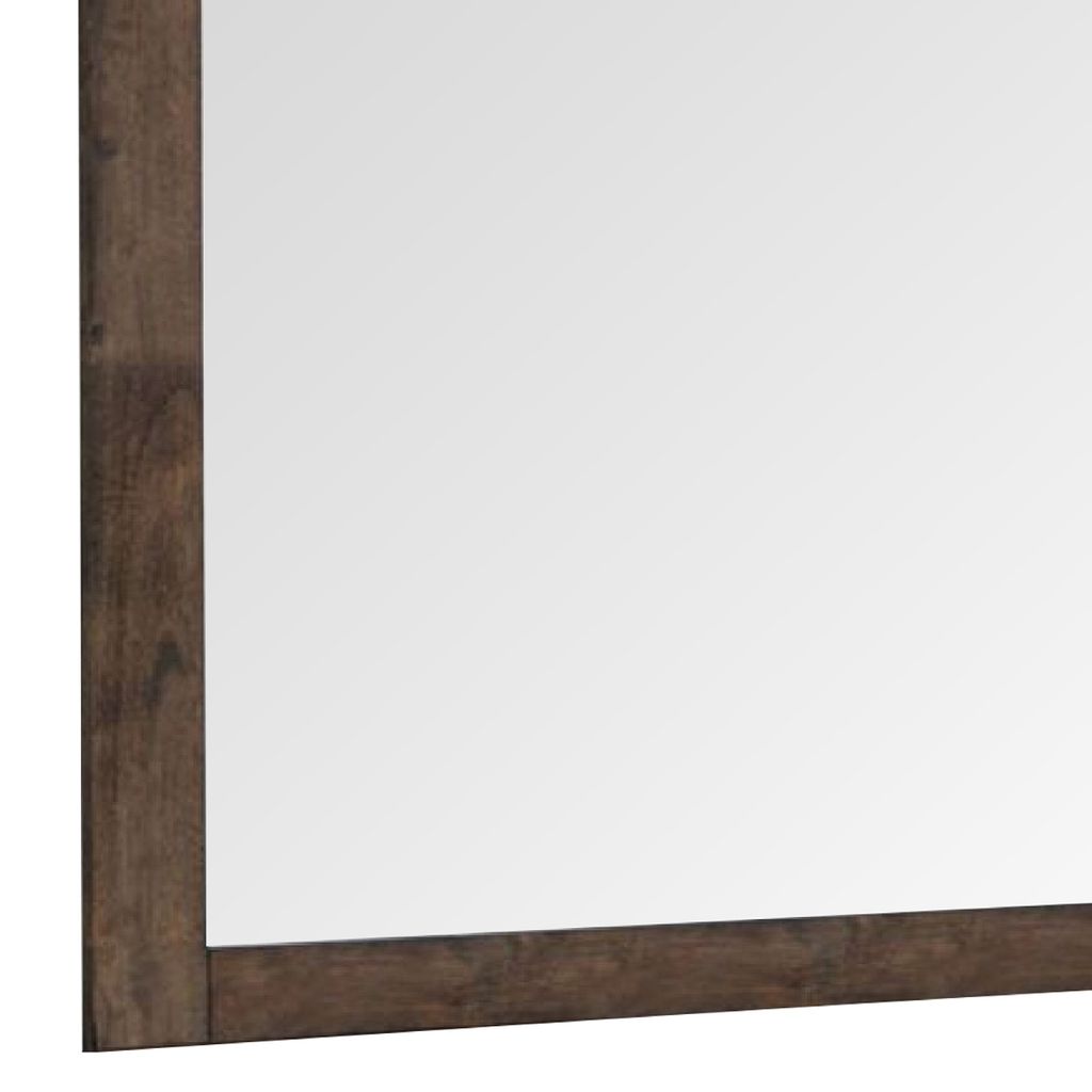 41 Inch Wood Portrait Mirror, Beveled Trim Top, Wood Grain, Oak Brown - View 5