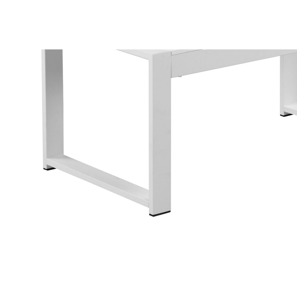 Lark 35 Inch Outdoor Coffee Table, White Aluminum Frame, Polyresin Top - View 4