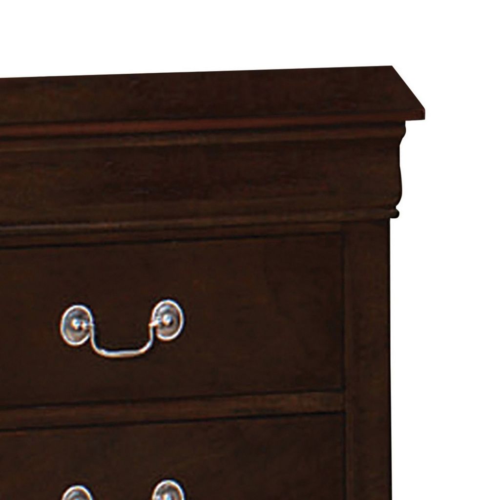 Nim 24 Inch 2 Drawer Nightstand, Classic Bail Handles, Cappuccino Brown - View 3