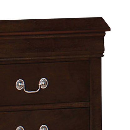 Nim 24 Inch 2 Drawer Nightstand, Classic Bail Handles, Cappuccino Brown - View 3