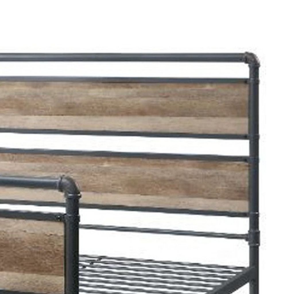 Metal Framed Full Bed, Brown and Gray - View 4