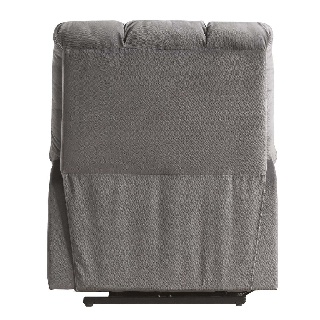 Contemporary Velvet and Metal Recliner with Power Lift, Gray - View 5