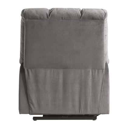 Contemporary Velvet and Metal Recliner with Power Lift, Gray - View 5