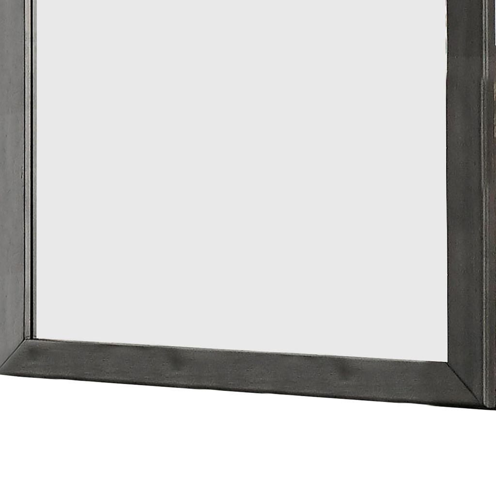 32 Inch Transitional Style Wooden Frame Mirror, Gray - View 3