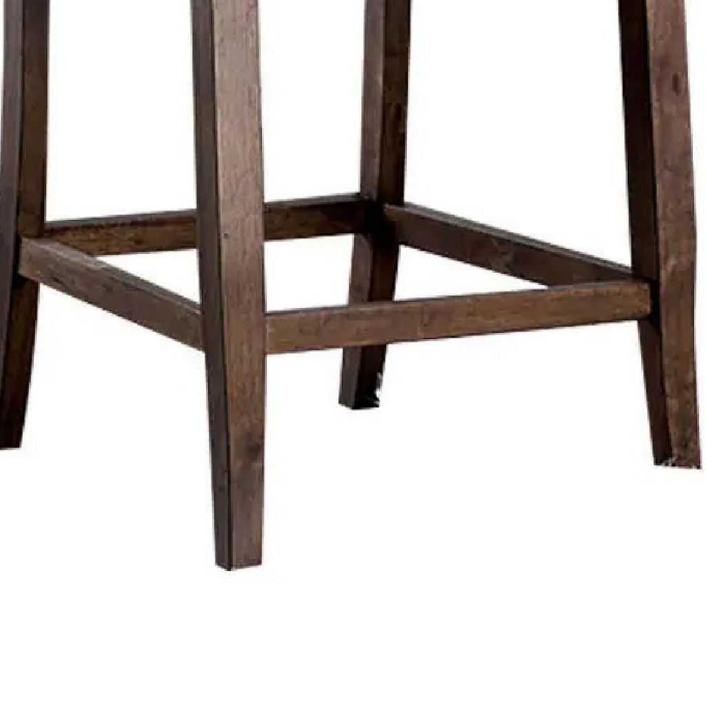 Wooden Fabric Upholstered Counter Height Chair, Cream And Brown, Pack Of Two - View 5