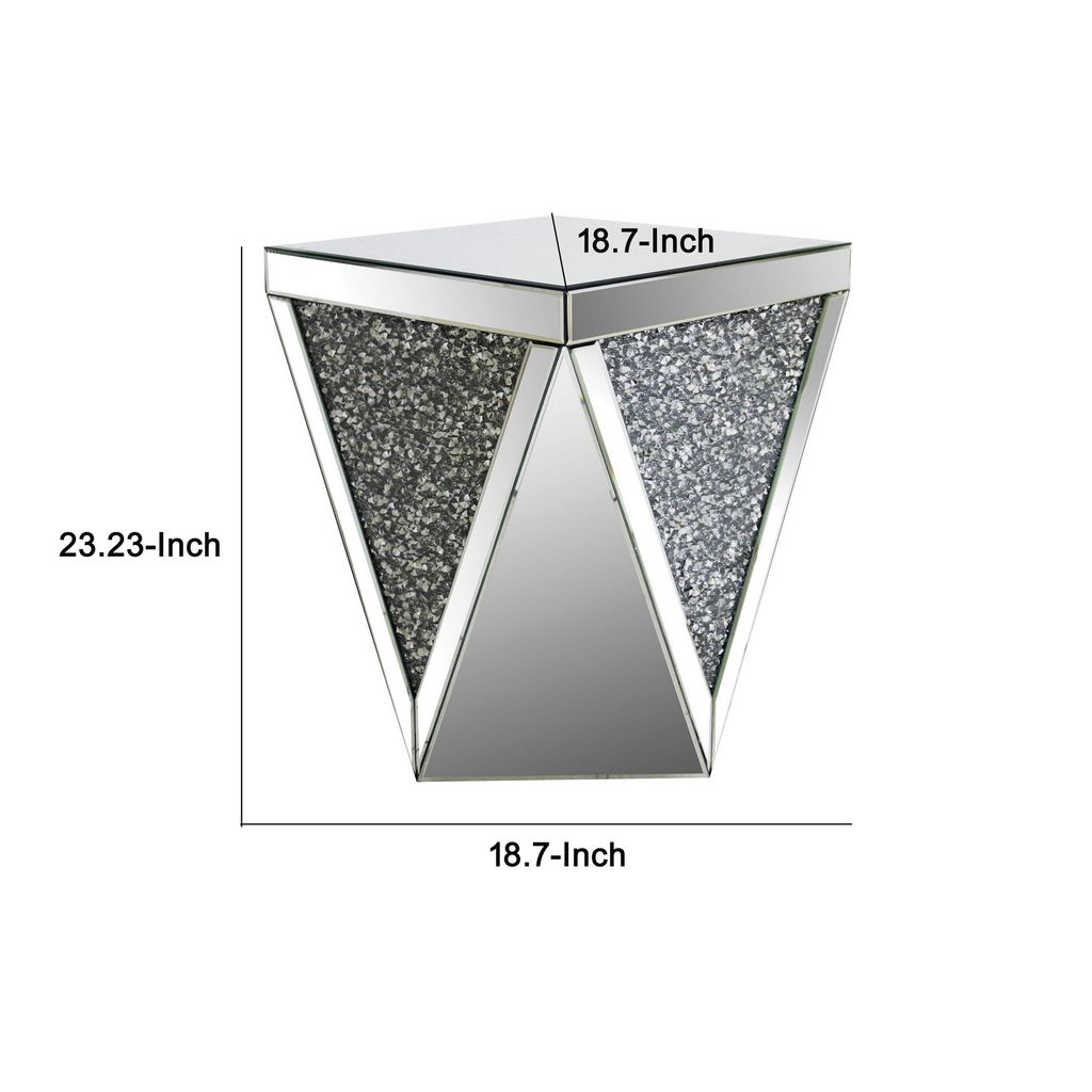 End Table with Square Mirrored Top, Clear - View 6