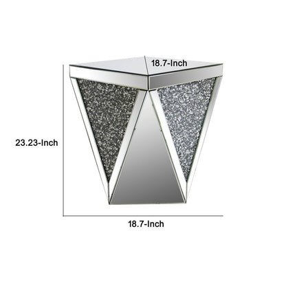 End Table with Square Mirrored Top, Clear - View 6