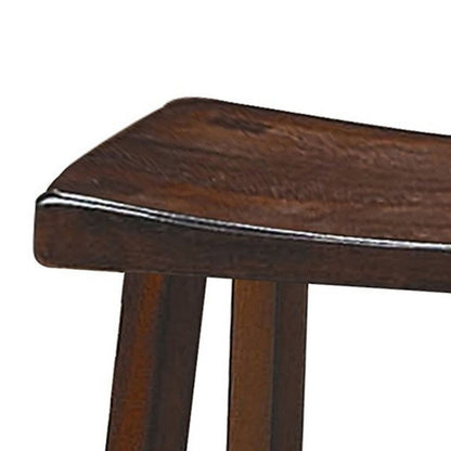 Wooden 18" Counter Height Stool with Saddle Seat, Distressed Cherry, Set Of 2 - View 4