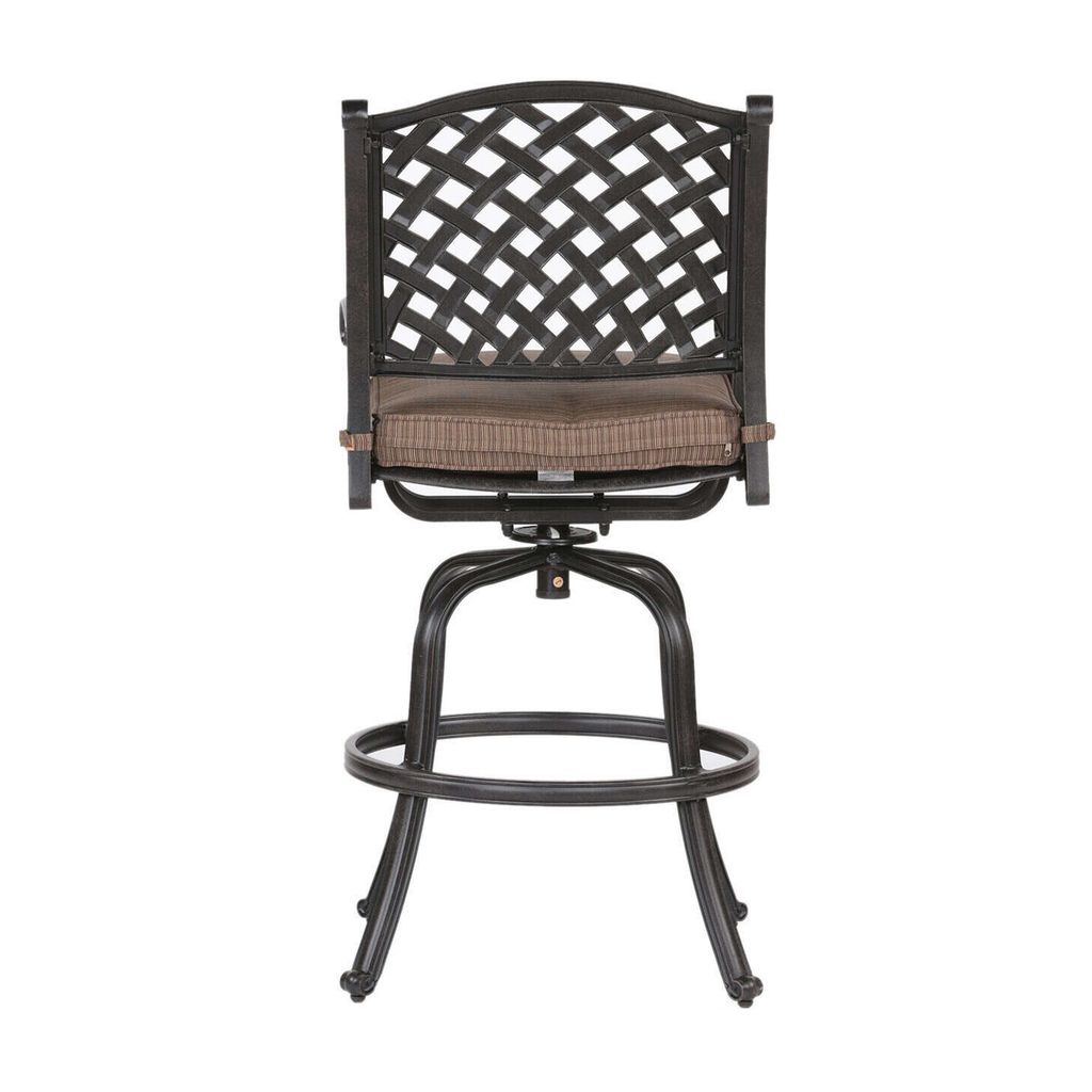 49 Inch Zoe Swivel Outdoor Bar Stool, Set of 2, Black and Brown - View 6