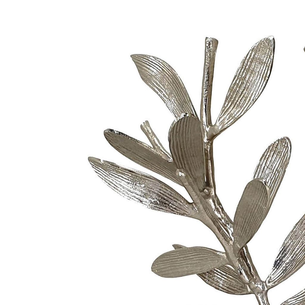 28, 23 Inch Set of 2 Metal Statuettess, Decorative Accent Olive Tree, White - View 2