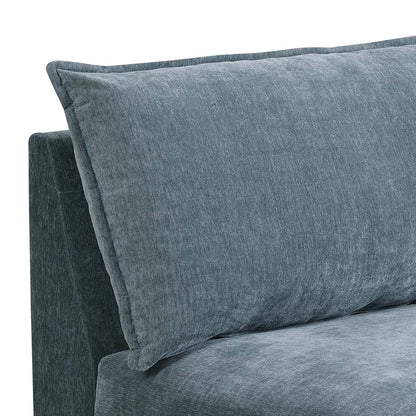 Rio 33 Inch Modular Armless Sofa Chair, Lumbar Cushion, Slate Blue Fabric - View 2