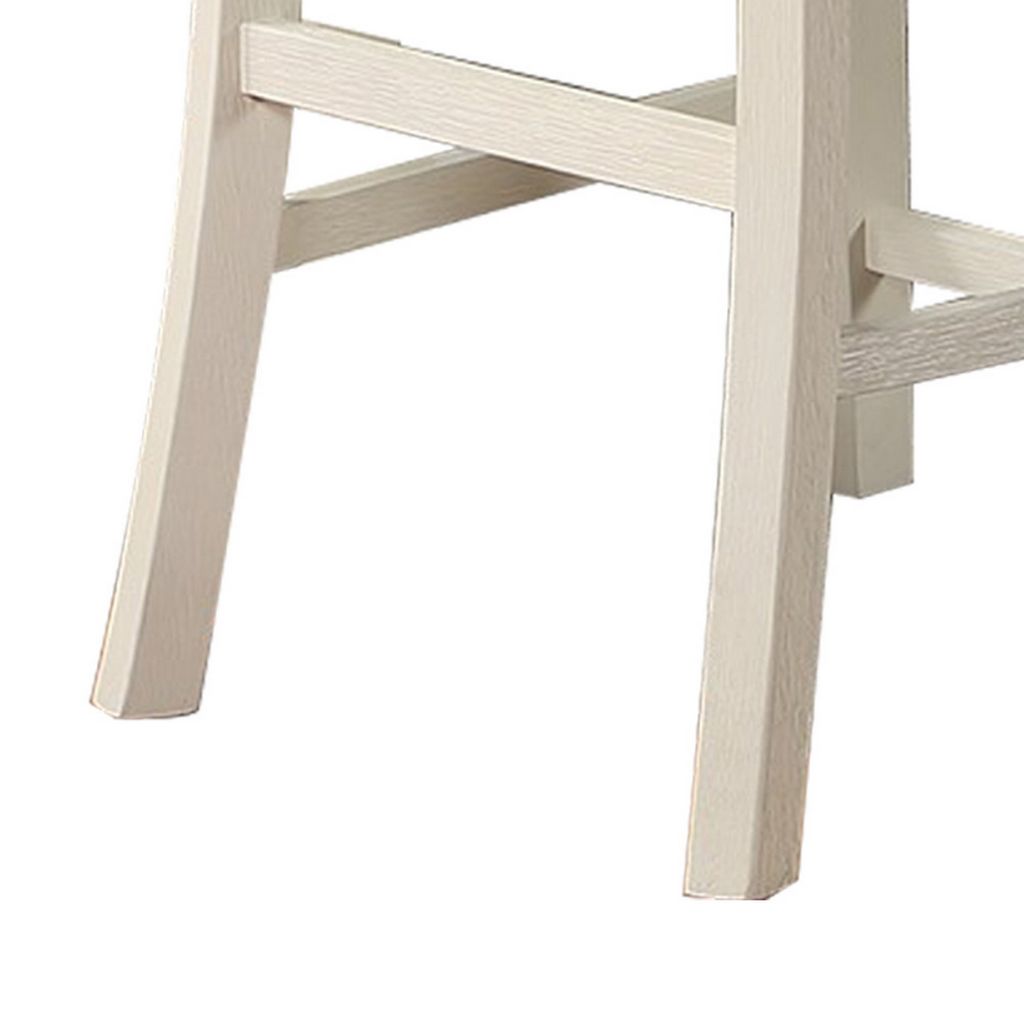 Joss 40 Inch Cottage Wood Counter Height Chair, Set of 2, Gray Seat, Cream - View 4