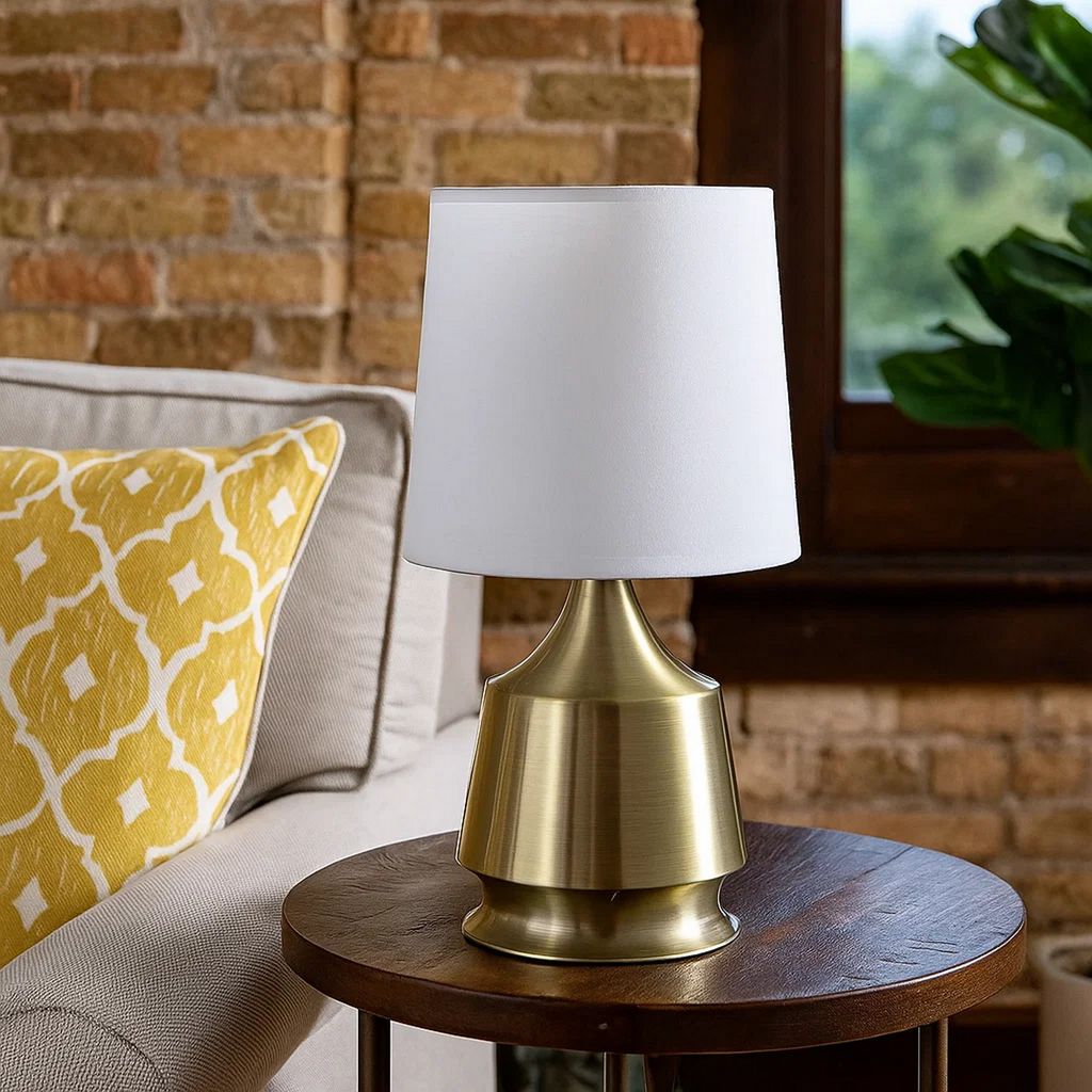 Table Lamp with Metal Bottle Shape Base, Antique Brass - View 7