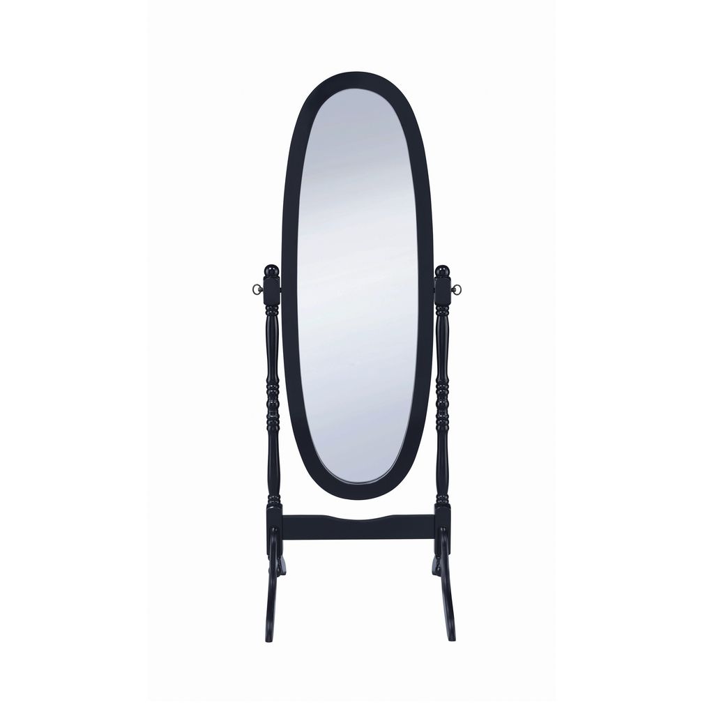Aesthetically Charmed Oval Shaped Cheval Mirror, Black - View 3