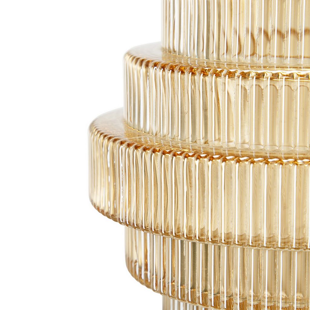 Rae Set of 2 Glass Vases, Geometric Round, Amber Yellow and Clear Finish - View 3