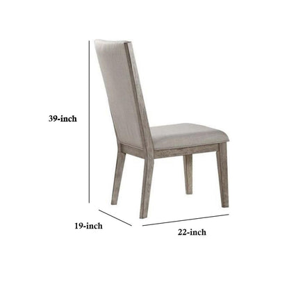 Transitional Style Wooden Side Chair with Fabric Upholstery, Set of 2, Gray Oak - View 6