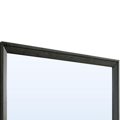 45 Inch Rectangular Wooden Frame Contemporary Mirror, Gray - View 3