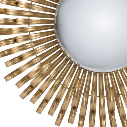 27 Inch Round Wall Mount Accent Decor Mirror, Sunburst, Iron Frame, Gold - View 4