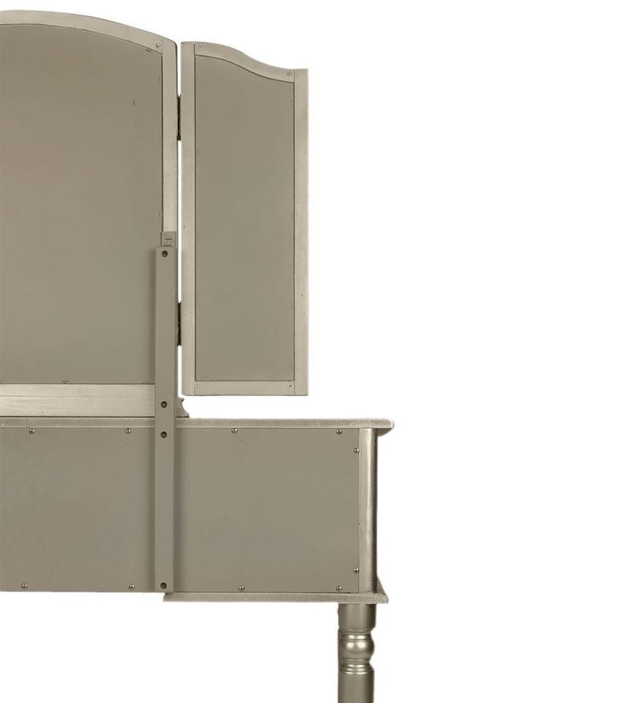 Commodious Vanity Set Featuring Stool And Mirror Silver - View 5