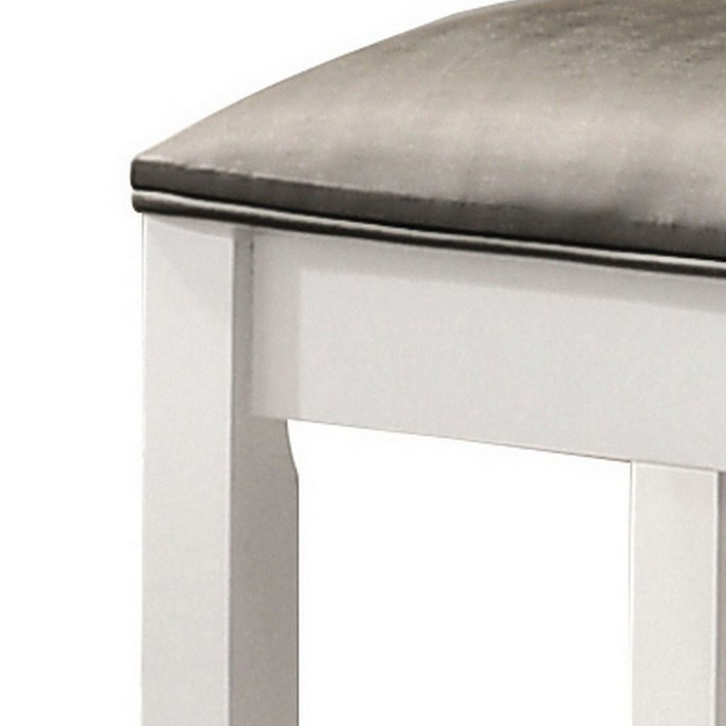 Felicity 16 Inch Upholstered Vanity Stool, Padded Seat, Glossy White - View 2
