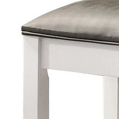 Felicity 16 Inch Upholstered Vanity Stool, Padded Seat, Glossy White - View 2