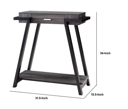 Wooden Console Table with Angled Leg Support and Drawer,Black and Gray - View 5