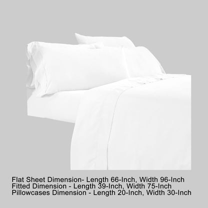 Minka 4 Piece Twin Bed Sheet Set, Soft Antimicrobial Microfiber, White - View 5