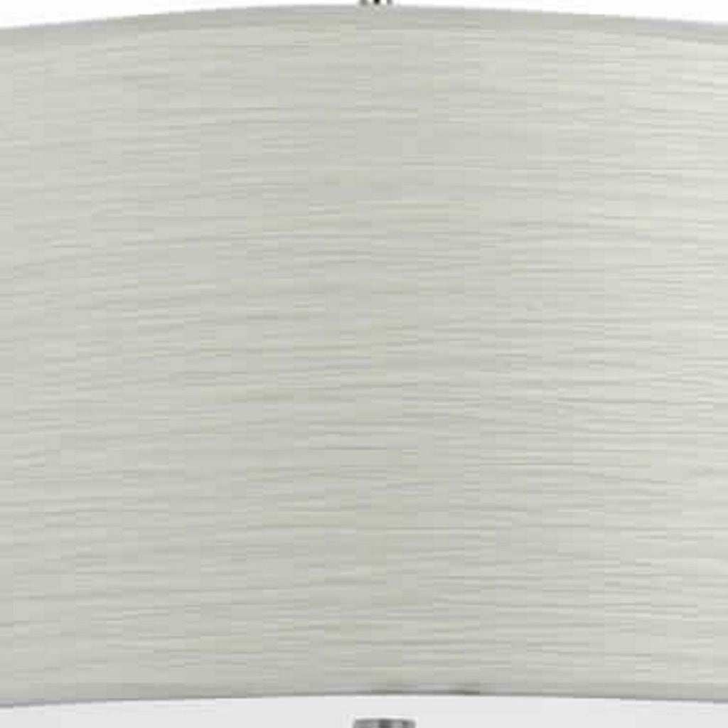 Drum Style Pendant Fixture with Fabric Shade and Brushed Details, White - View 3