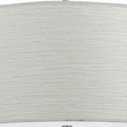 Drum Style Pendant Fixture with Fabric Shade and Brushed Details, White - View 3