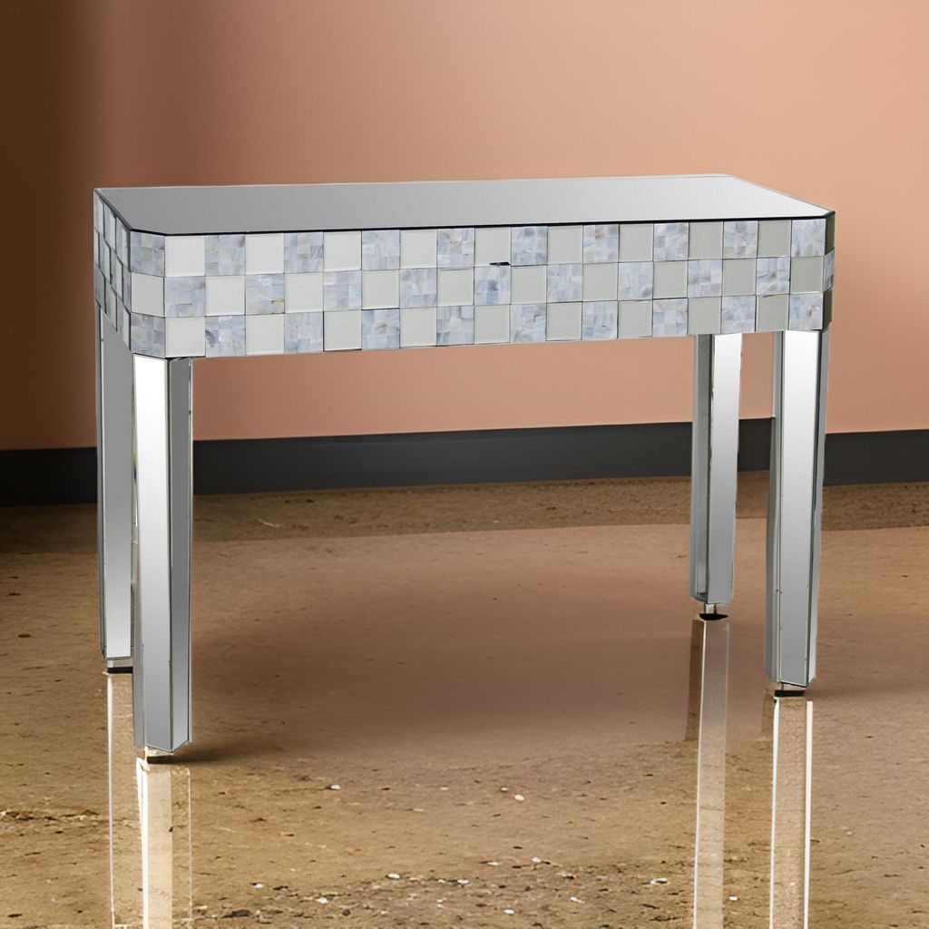 Frosted Chequered Pattern Console Table In Rectangular Shape, Clear - View 7