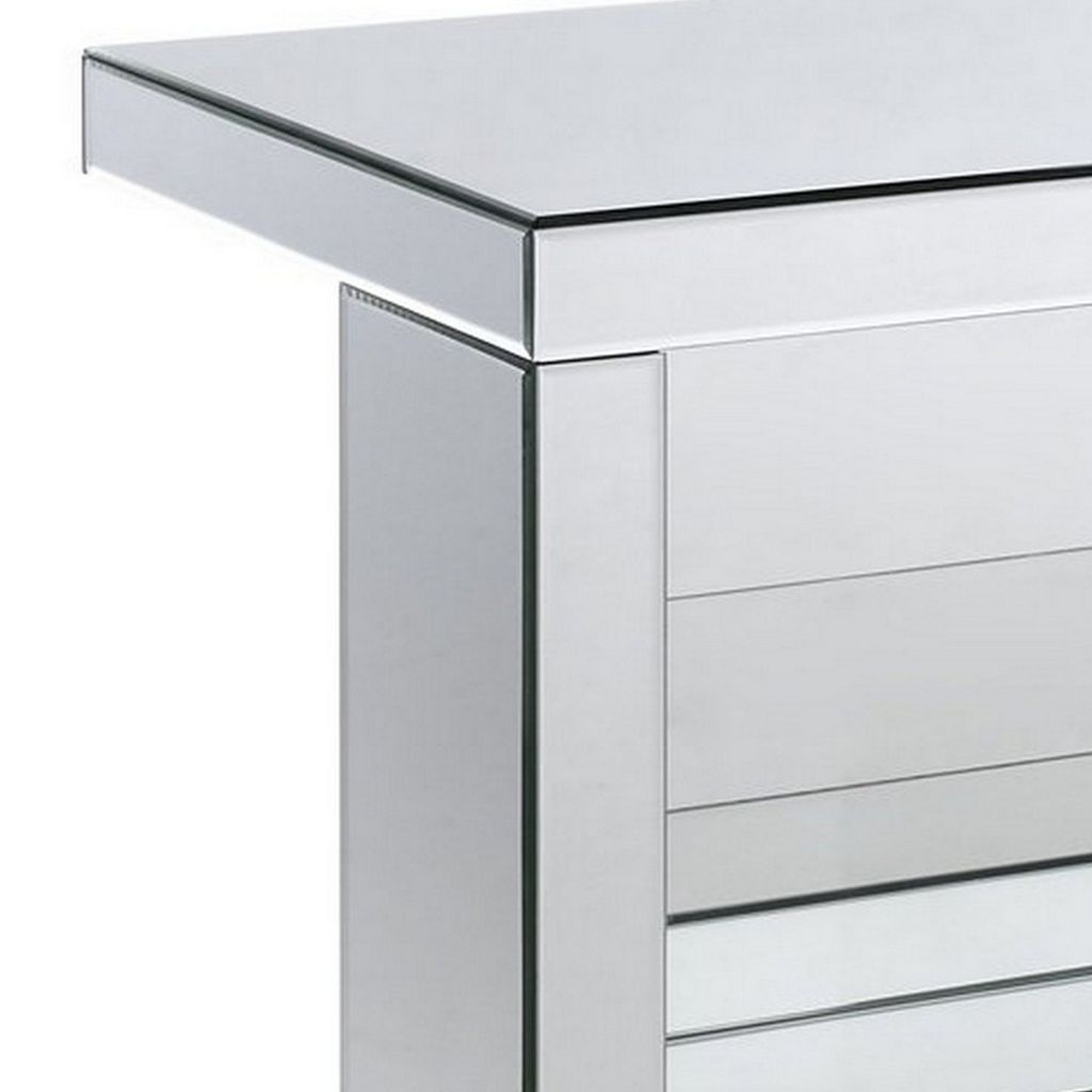 Accent Table with Mirrored Panels and C Shape, Silver - View 5