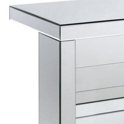 Accent Table with Mirrored Panels and C Shape, Silver - View 5