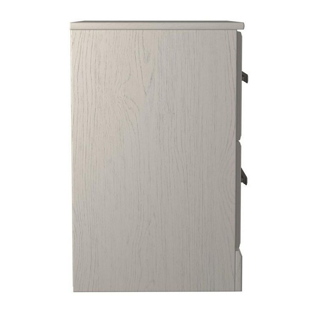 Tely 24 Inch Modern Rustic Composite Wood Nightstand, 2 Drawers, Oak White - View 3
