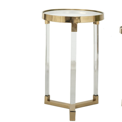 24, 21 Accent Tables, Acrylic Clear Legs, Glass Top, Set of 2, Gold - View 2