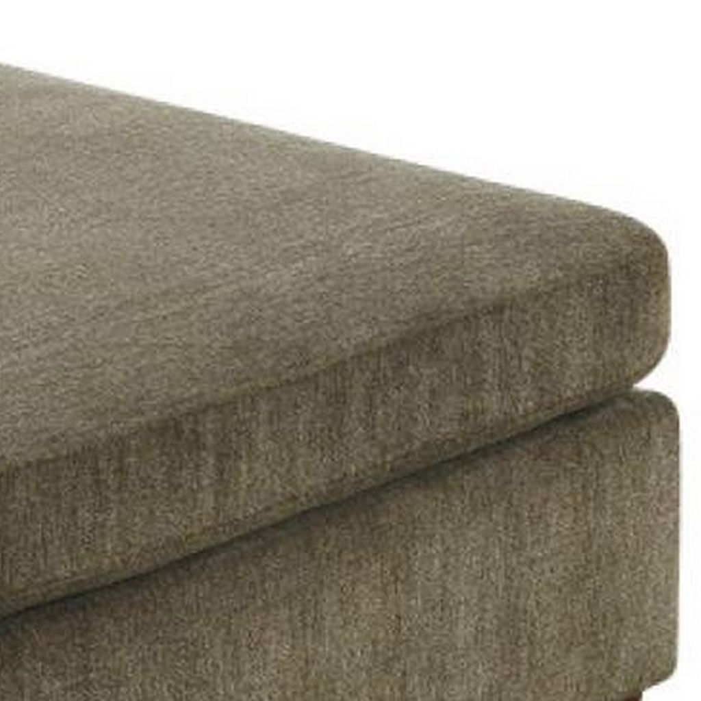 37 Inches Fabric Upholstered Wooden Ottoman, Taupe Brown - View 4