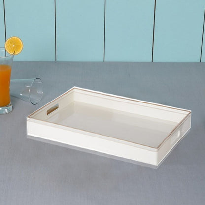 Mimosa Rectangle Tray With Cutout Handles, White - View 2