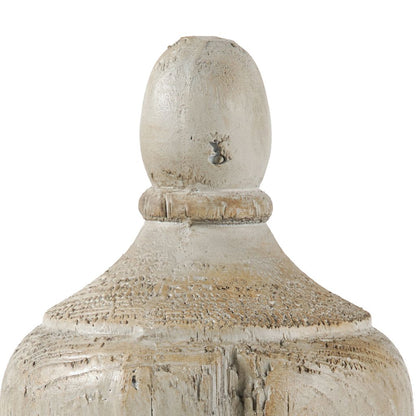 18 Inch Modern Accent Decor, Turned Finial Design, Whitewashed Finish - View 3