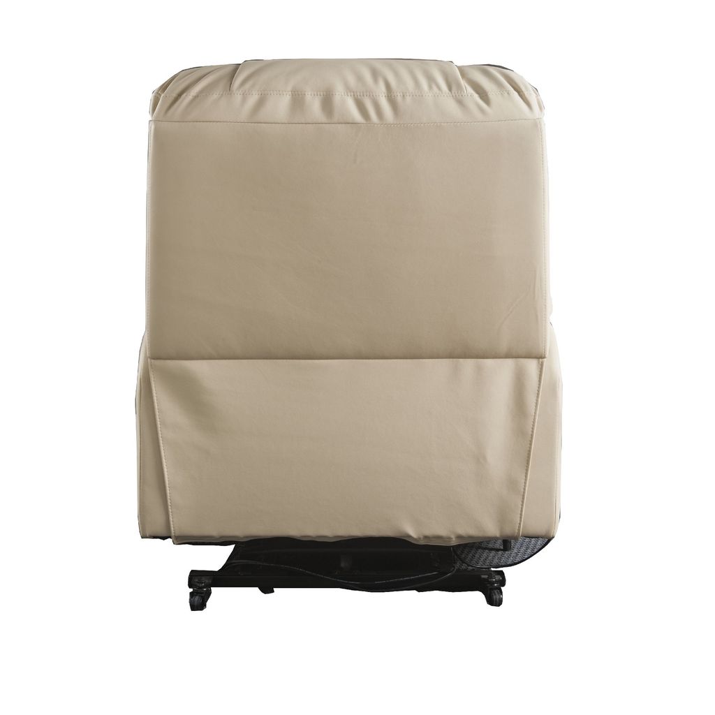 Contemporary Polyurethane Upholstered Metal Recliner with Power Lift, Beige - View 5