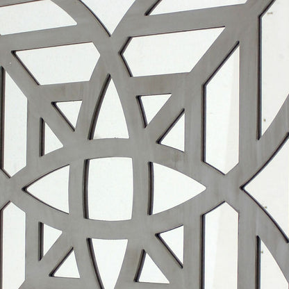 23 x 23 Mirrored Wall Decor Set of 2 with Geometric Wood Cut Out, Gray - View 3