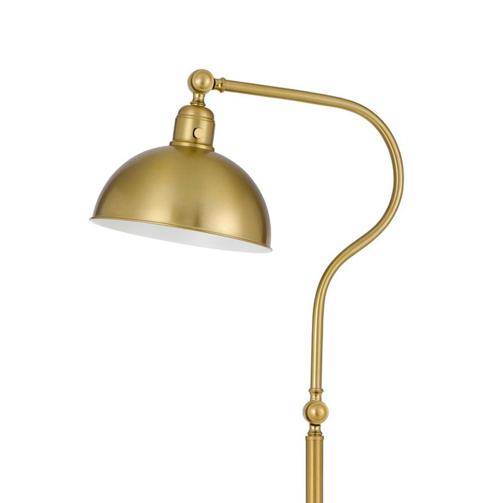 60 Inch Metal Curved Floor Lamp, Adjustable Dome Shade, Brass - View 3