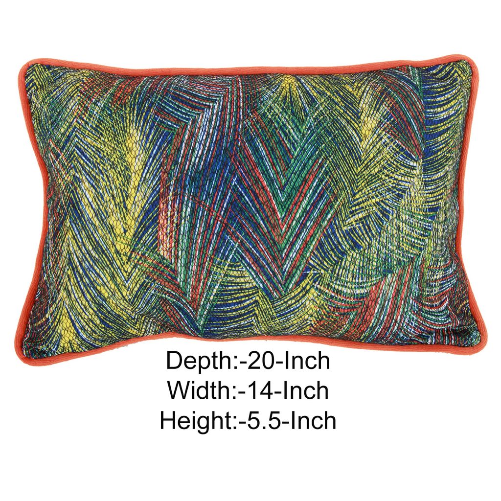 20 X 14 Inch Fabric Pillow with Abstract Art Details, Multicolor - View 5