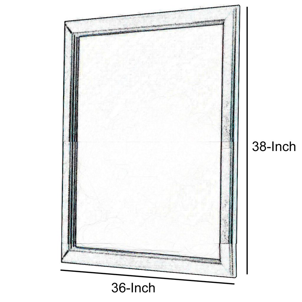 Transitional Style Mirror with Raised Wooden Frame, Brown and Silver - View 6