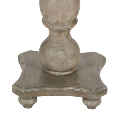 42 Inch Handcrafted Mango Wood Dining Table, Pedestal Base, Round Molded Top, Washed White, Gray - View 7