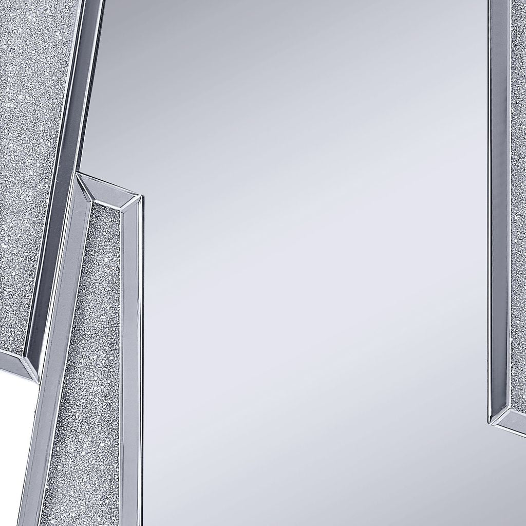Mirrored Wooden Frame Accent Wall Decor with Four L Shaped Borders, Clear - View 2