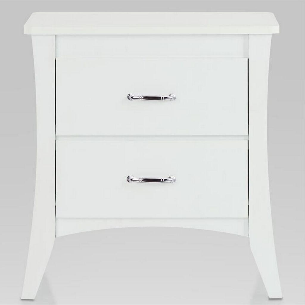 Contemporary Style 2 Drawers Wood  Nightstand By Babb, White - View 3